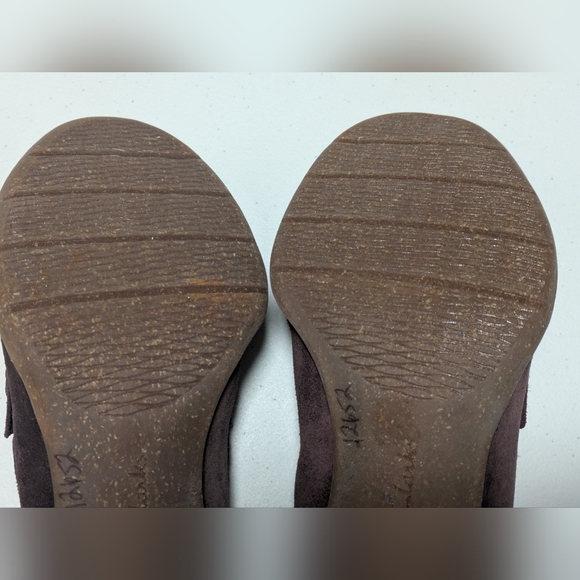 Unstructured By Clark's Purple Suede Penny Loafer Wedge Heel - Picture 10 of 11